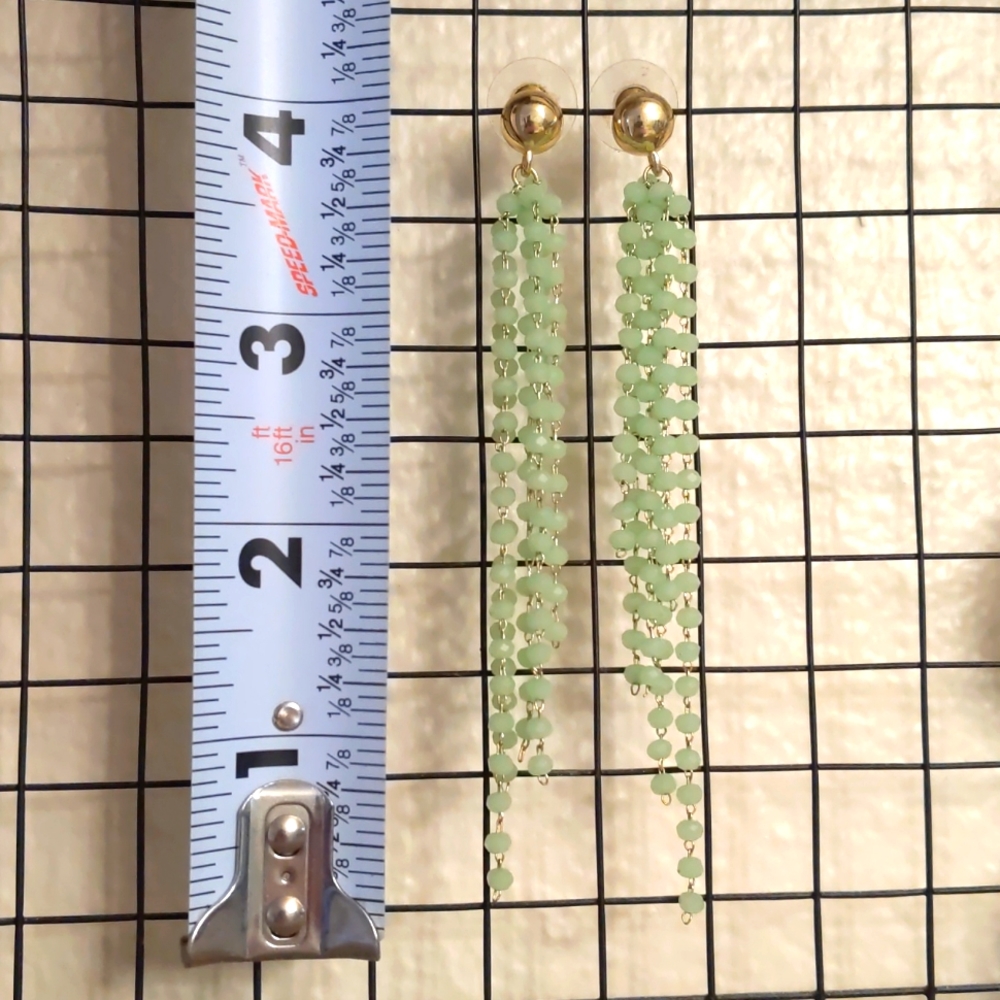 Seafoam Green Beaded Dangle Earrings